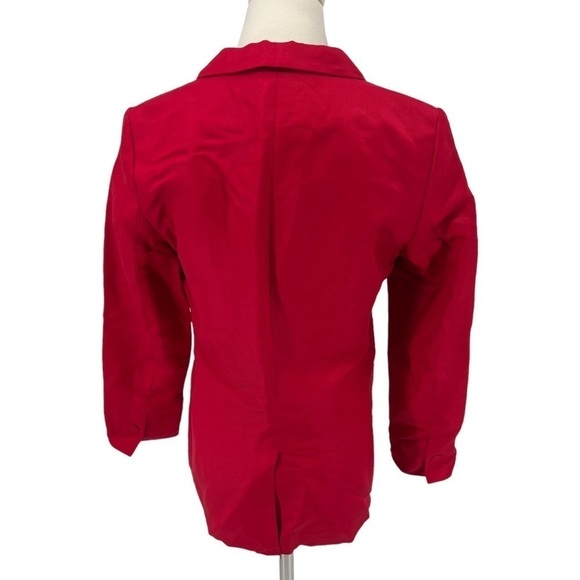 NWT H&M Red Single Button Notched Lapels Welt Front Pocket Blazer Size 2 Women's - Picture 5 of 10